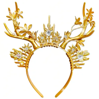 Geweih-Stirnband mit goldenen Rentiergeweihen, Fantasy-Kostüm