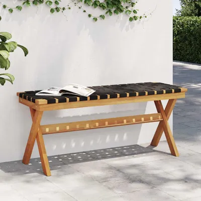 Image de Banc de jardin noir bois massif d'acacia et tissu