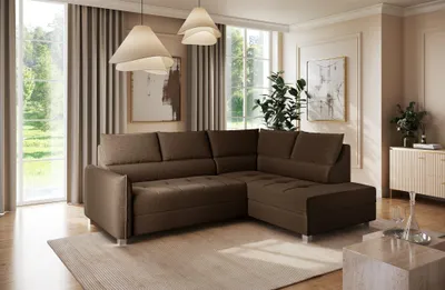 Produktbild von Ecksofa Schlafsofa Sofa MARNO in Stoff Vogue Braun Ottomane Rechts