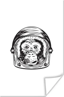 Produktbild von MuchoWow® Poster Affe - Tiere - Astronaut 120x180 cm - Kunstposter
