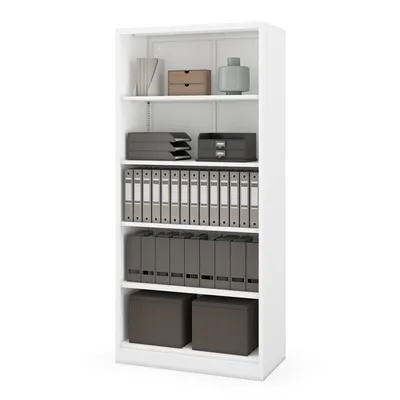 Immagine prodotto di Scaffale metallico da ufficio, da assemblare, con pannello posteriore chiuso, bianco, 900 x 1950 x 450 mm: RUFUS