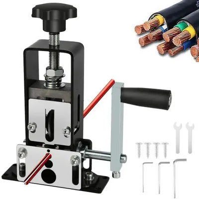 Obrázok produktu pre Zariadenie na odizolovanie káblov – Manuálne a elektrické zariadenie na odizolovanie – Vhodné pre medené káble s priemerom 2–25 mm – 4 vstupné otvory – Vyrobené z uhlíkovej ocele – Prenosné, vhodné na recykláciu káblov
