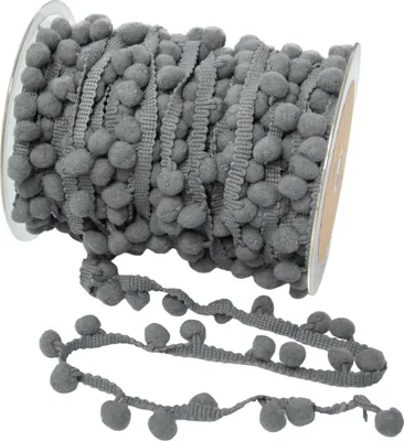 Bommelborte 25m uni Bommelgröße 10mm Pomponband Pomponborte Dekoband grau