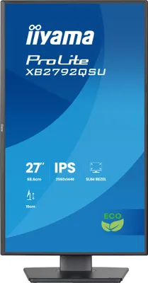 Produktbild von 27" IPS 4-side slim bezel, Green Choice, EyeComfort / EyeSafe 2.0, 2560x1440@120Hz, 15cm height adj. Stand, 1500:1, 350cd/m², Speakers, HDMI, DisplayPort, 3ms GTG, USB HUB 2x3.2