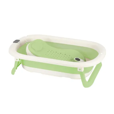Produktbild von Baby Badewanne Set Faltbar mit Thermometer und Badewannensit für Neugeborene und Babys Grün