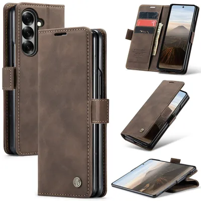 Produktbild von Galaxy Z Fold7 Hülle, Retro Kunstledertasche mit Standfunktion Schutzhülle für Samsung Galaxy Z Fold 7 5G Kaffee