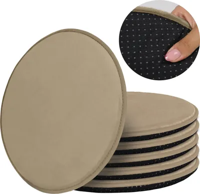 Produktbild von Domarex Rundes Sitzkissen Set für Stühle Weich Rutschfest Langlebig, Beige 36cm (set mit 6 Teilen)