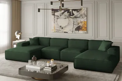 Produktbild von Wohnlandschaft U-Form CELES in Stoff Opera Velvet Grün