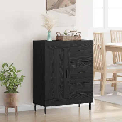 Image de vidaXL Sideboard avec tiroirs noir imitation chêne 69,5 x 34 x 90 cm
