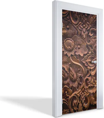 Produktbild von Türaufkleber Innentüren Selbstklebende Kreativ Wandsticker - Blumenskulptur aus Holz - 95 x 205 cm