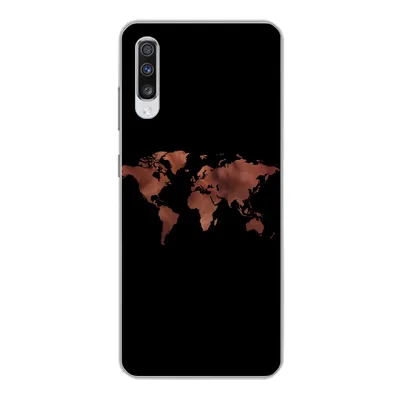 Produktbild von MuchoWow® Handyhülle Schutzhülle Hülle für Samsung Galaxy A70 Weltkarte - Leder - Schwarz Silikon Softcase Handy Hülle - Schutzhaube