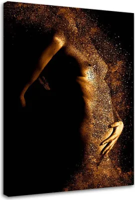 Produktbild von Leinwandbild frau nackt in goldstaub 80x120 cm Feeby gold wandbild bereit zum aufhängen