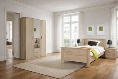 Produktbild von Schlafzimmerset Komfortbett Nako Schrank Seniorenzimmer Eiche #4206