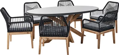 Obrázek produktu pro BELIANI Zahradní jídelní set se 6 židlemi šedá a černá světlé dřevo beton akáciové dřevo 190 x 100 cm zahradní nábytek