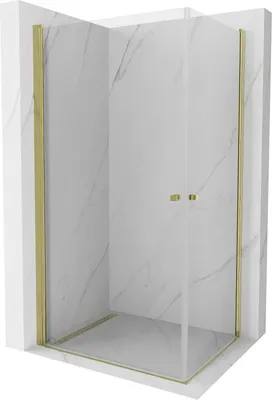 Produktbild von Mexen Pretoria Duo kippbare Duschabtrennung 100 x 90 cm, transparent, gold - 852-100-090-50-00-02