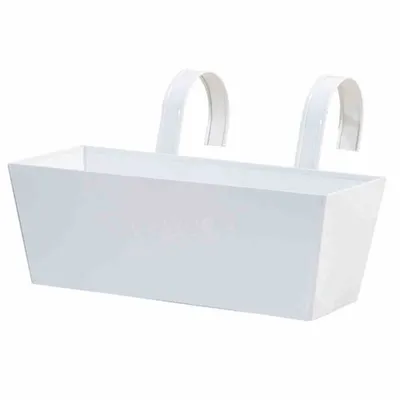 Produktbild von Siena Garden Blumenkasten eckig, weiß, 39 x 16,5 x 14,5 cm Stahlblech, mit fest montierten Haltern