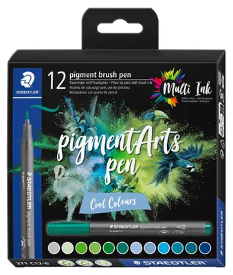 Produktbild von Staedtler 371 C12-6, Fein, 12 Farben, Mehrfarbig, Pinselspitze, Rund, Kunststoff, Polypropylen (PP)