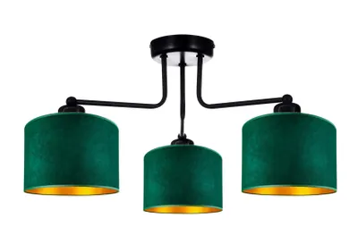 Image de Plafonnier Vert Lampe Lampe en velours Vintage Moderne E27 Lampe de designer 3-flamme N230-E3-G