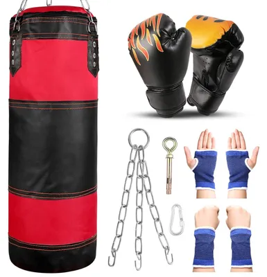 Image de Elzusha - Set de sac de frappe gonflable pour enfants, 60 cm, avec gants de boxe