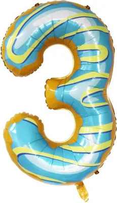 Produktbild von Folienballon Zahl 3, ca. 100 cm, Donut