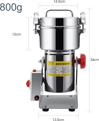 Image de Moulin électrique - Moulin à céréales et à épices - Capacité : 800 g - Acier inoxydable - Pour herbes séchées, épices, café, maïs - Broyage fin en poudre