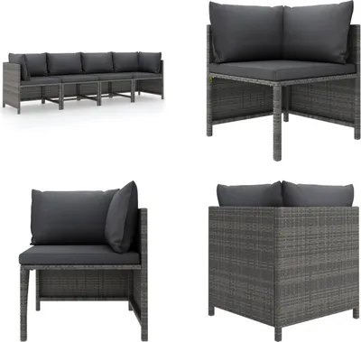 Produktbild von vidaXL 4 Sitzer Gartensofa mit Kissen Grau Poly Rattan - Gartensofa - Gartensofas - Lounge - Loungen