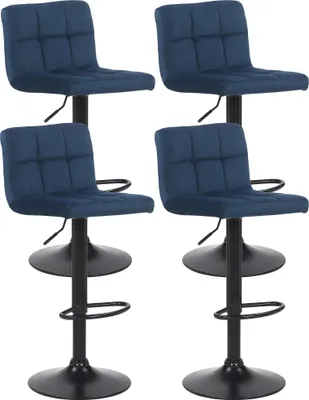 Produktbild von CLP 4er Set Barhocker Feni Samt höhenverstellbar und drehbar blau