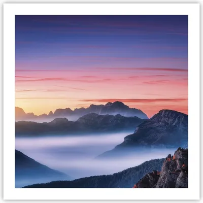 Produktbild von Poster - Poster ohne Rahmen - Westen Sonne Berge - 60x60 cm - Wand Bild - Wanddeko - Wandbilder - Kunstposter - Wandposter - Bilder - Kunstdruck - Wanddekoration - Wandbild - P2XAC60x60-4525