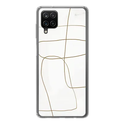 Produktbild von MuchoWow® Handyhülle Schutzhülle Hülle für Samsung Galaxy A12 Kunst - Braun - Weiß - Abstrakt Silikon Softcase Handy Hülle - Bild
