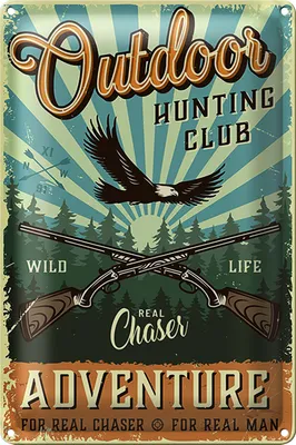 Produktbild von Blechschild Retro 20x30cm Outdoor hunting club Adventure