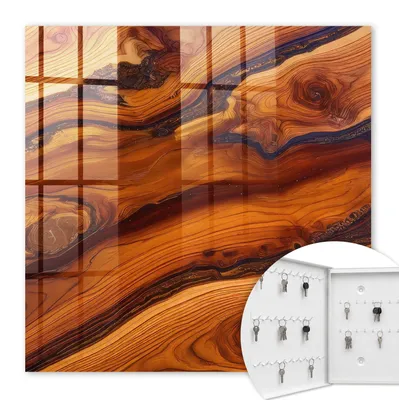 Produktbild von Metall Schlüsselkasten 30 x 30 cm - weißer Schlüsselschrank zur Wandmontage - wandhängende Schlüsselbox mit Tür - nach links öffnend - Schlüsselaufbewahrung für Flur - Büro - Arbeitszimmer - Werkstatt - Garage - Holzessenz