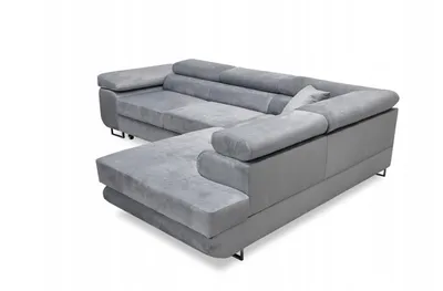 Produktbild von MYSEN Ecksofa Lugo mit Schlaffunktion L-Form Rechts, Sofa mit Bettkasten, Wohnzimmersofa, Couch, Soffa, Bettsofa, Couchgarnitur, 277x203 cm, Hellgrau