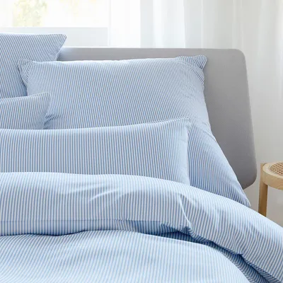 Produktbild von elegante Mako-Satin Hamburger Streifen 2460 - Farbe: Blau-Weiss - 2, 80/80 155/200 cm