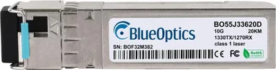 Immagine prodotto di Ricetrasmettitore SFP-BiDi1330-LC10 BlueOptics BO55J33620D SFP+ Bidi compatibile, LC-Simplex, 10GBASE-BX-D, fibra monomodale, TX1330nm/RX1270nm, 20KM, DDM, 0°C/+70°C (SFP-BiDi1330-LC10-BO)