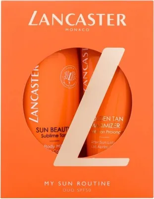 Produktbild von Lancaster My Sun Routine Duo SPF 50 Gift Set, Unisex, Jeder Hauttyp, 175 ml, 125 ml, Sun Beauty - Body Milk SPF50: AQUA/WATER/EAU, DIISOPROPYL ADIPATE, DICAPRYLYL CARBONATE, GLYCERIN,..., 2 Stück(e)