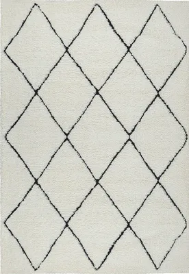 Produktbild von Teppich - Weiß - Schwarz - 160 x 230 cm - mit Rautenmuster