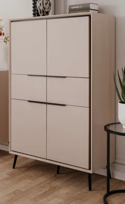 Produktbild von Highboard "Brebbia" in sand und schwarz Kommode 90 x 140 cm, Soft-Close-Funktion
