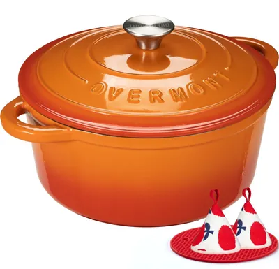 Obrázek produktu pro Hrnec Overmont z emailovaného litinového materiálu, průměr 24 cm, vhodný do trouby - pánev na dušení