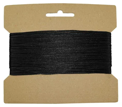 25m Satinschnur 1mm, Kumihimo schwarz