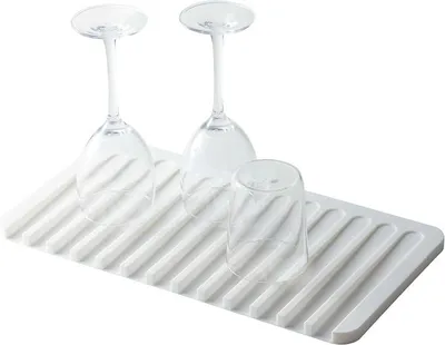 Produktbild von PolkaHome® Silikon-Abtropfmatte für Geschirr, 38 x 20 cm, weiße Silikonmatte, hitzebeständig, rutschfest, für Küchenspüle,