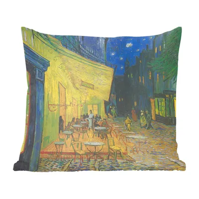 Produktbild von MuchoWow® Zierkissen Sofakissen Wohnzimmer Dekokissen 40x40 cm Caféterrasse bei Nacht - Vincent van Gogh - Foto Kissen - Schlafzimmer Dekoration