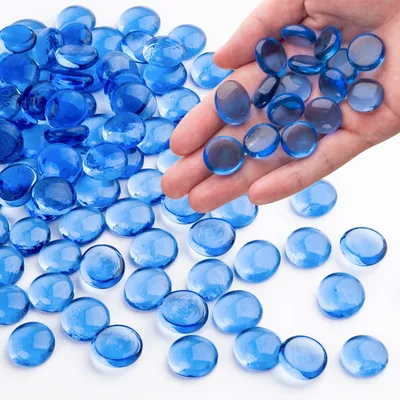 Imagen del producto de Esferas de vidrio transparentes y lisas, de 0,44 kg, color azul claro, para decorar jarrones