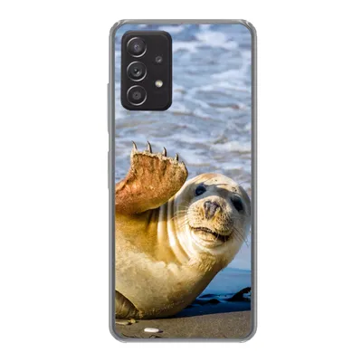 Produktbild von MuchoWow® Handyhülle Schutzhülle Hülle für Samsung galaxy a73 Robbe - Lustig - Schaukel - Kinder - Jungen - Mädchen - Kind Silikon Softcase Handy Hülle - Handyhülle