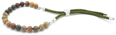 Immagine prodotto di Bracciale di filo verde con pietre di diaspro multicolore