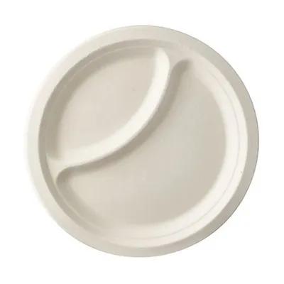 Produktbild von 500 Teller, Zuckerrohr pure 2-geteilt Ø 23 cm · 2 cm weiss