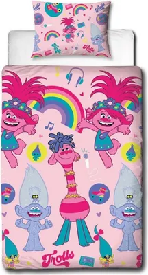 Immagine prodotto di Trolls 2 - Set di biancheria da letto "Concert" AG1722 (letto singolo) (rosa)