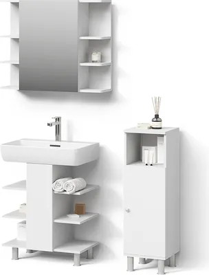 Image de Ensemble de meubles Livinity Fucino Blanc 3 pièces, avec armoire de milieu, Model 53094