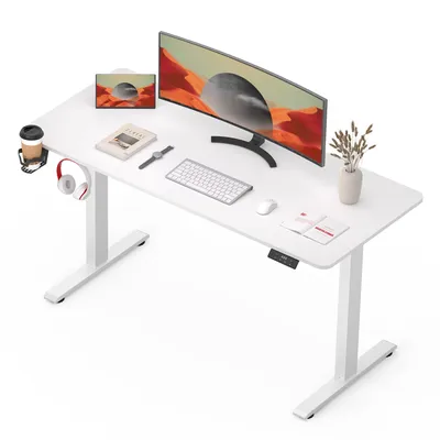 Produktbild von SANODESK QS1 Höhenverstellbarer Schreibtisch Elektrisch, Memory- und Timer-Funktion, Anti-Kollisionsschutz, 60 kg Tragkraft Haken 110x60cm(Weiß)