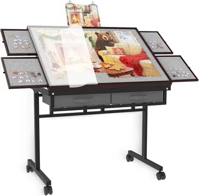 Image de G TALECO GEAR, table de puzzle de 1500 pièces, plateau de puzzle réglable avec cinq coins relevables et des tiroirs