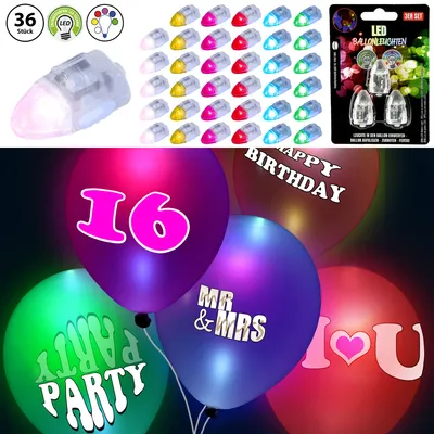 Produktbild von LED Ballonleuchten 36er Pack bunt Ballonlampe Leuchtballons Ballon Partyballons Beleuchtung Lichtball
